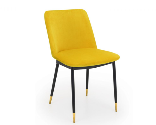 Harvey Round Pedestal Table & Delancy 4 Chairs- Mustard