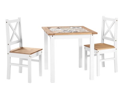 Samuel 1+2 Tile Top Dining Set - White/Distressed Waxed Pine
