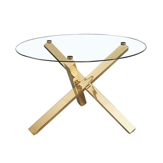 Cyrus Dining Table Glass Top With Gold Legs