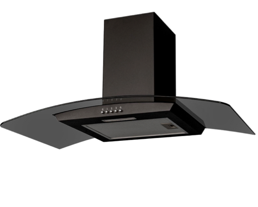 SIA CGHS90BL 90cm Curved Glass Cooker Hood Extractor Fan Black