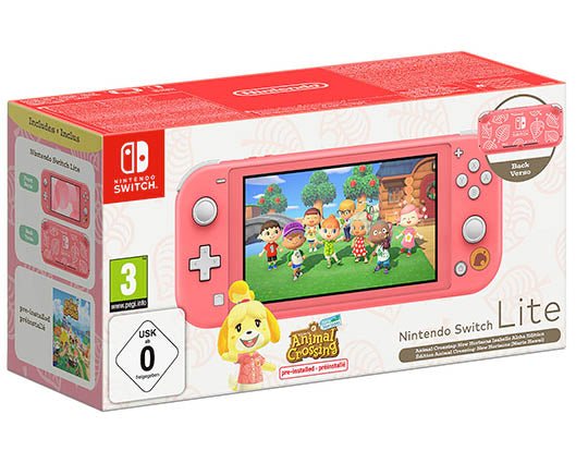 Nintendo Switch Lite Coral Console Isabelle Aloha Edition