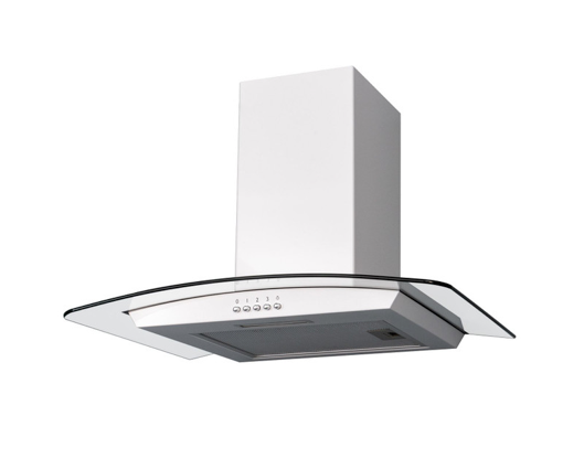 SIA CGH60WH 60cm Curved Glass Chimney Cooker Hood Extractor Fa n White 