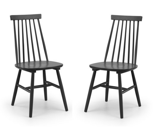Alya Spindle Back Dining Chairs- Black (Pair)