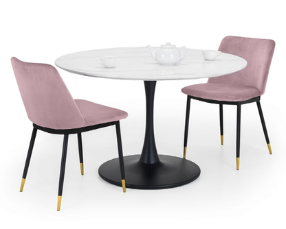 Harvey Round Pedestal Table & 2 Delancy Chairs- Pink