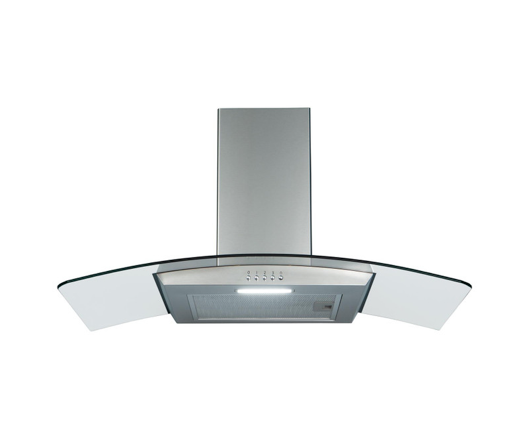 SIA CGH80SS 80cm Curved Glass Cooker Hood Extractor Fan Stainless Steel