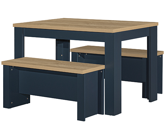 Harper Dining Table & Bench Set - Navy