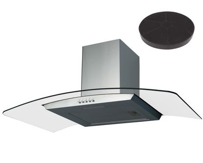 SIA CGH100SS 100cm Curved Glass Cooker Hood Extractor Fan Stainless Steel