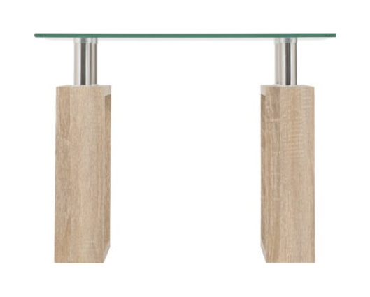 Miles Lamp Table - Sonoma Oak Effect Veneer/Clear Glass/Silver