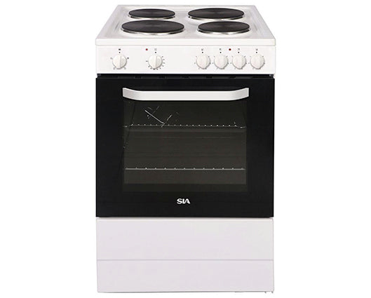 SIA ESCA61W 60cm Single Cavity Electric Cooker with Solid Plate Hob