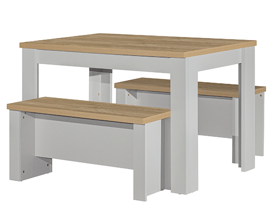 Harper Dining Table & Bench Set - Grey