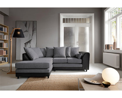 Dan Left Hand Facing Corner Sofa - Black & Charcoal