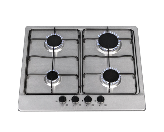 SIA SSG602SS 60cm 4 Burner Gas Hob with Enamel Pan Stands Stainless Steel 