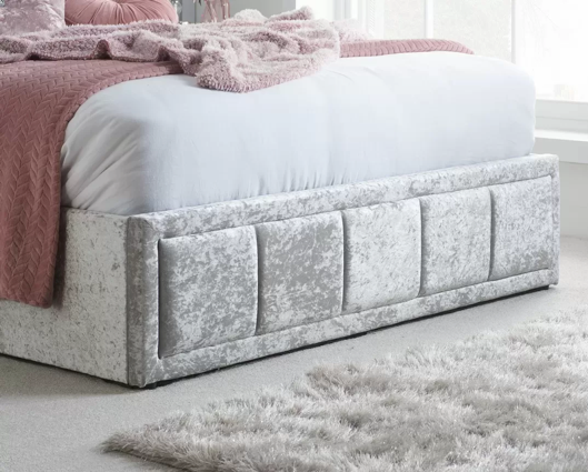 Harrison Ottoman Small Double Bed - Steel Crushed Velvet