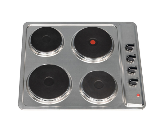 SIA PHP601SS 60cm Solid Plate 4 Zone Electric Easy Clean Hob Stainless Steel