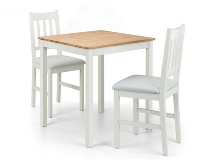 Set Of Cacey White & Oak Sqaure Table & 2 Chairs