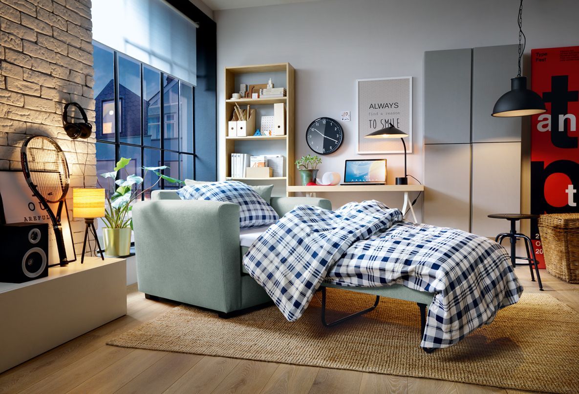 Green single top sofa bed