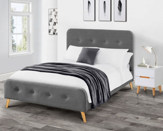 Atara Curved Retro Double Bed - Grey