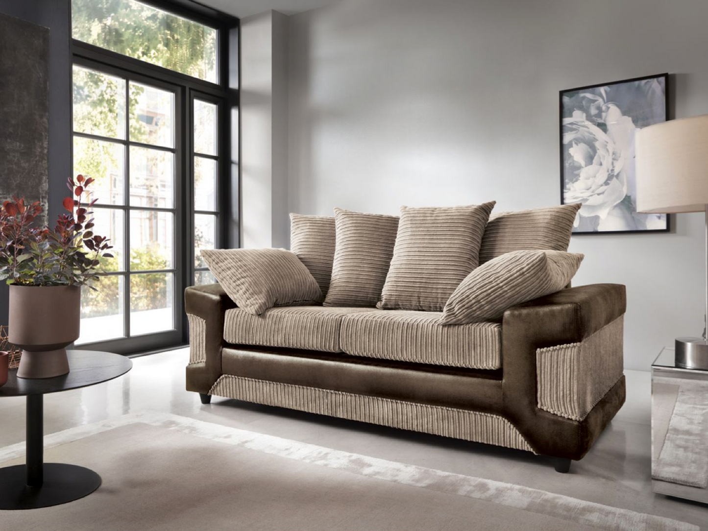 Dulcie 3 Seater Sofa - Brown & Beige