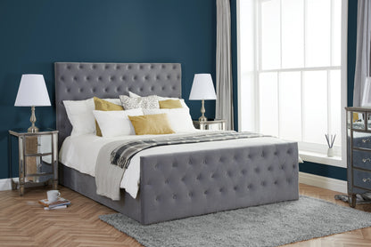Esmeralda Ottoman King Bed - Grey