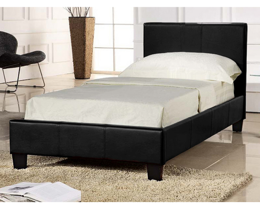 Pearce Single Bed - Black Faux Leather