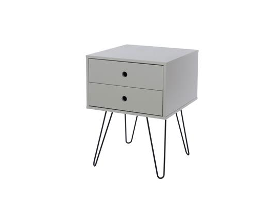 Telford 2 Drawer Bedside Cabinet-Light Grey
