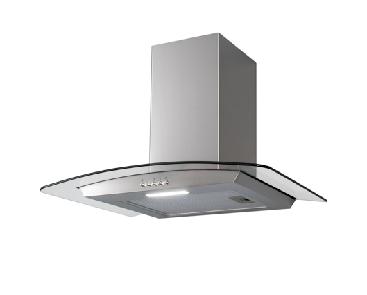 SIA CGH70SS 70cm Curved Glass Chimney Cooker Hood Extractor Fan Stainless Steel