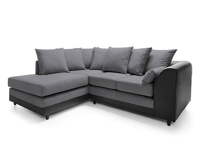 Dan Left Hand Facing Corner Sofa - Black & Charcoal