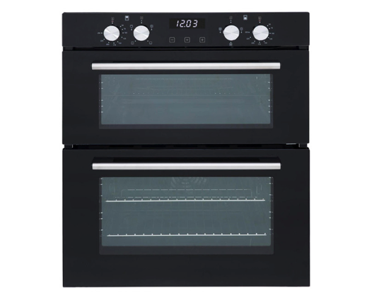 SIA DO101 60cm Built Under Double Electric Fan Oven With Digital Timer Black 