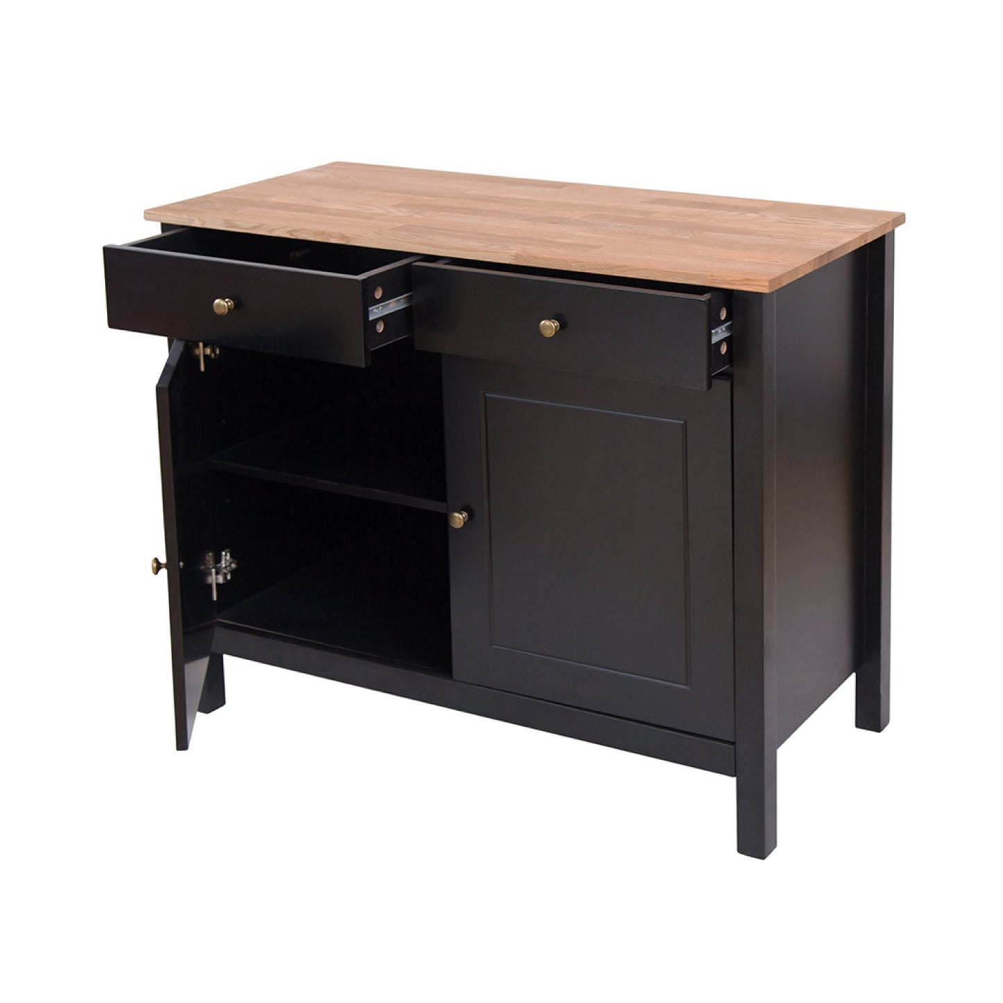 Cabot Sideboard 2 Doors & 2 Drawers Black Frame-Oiled Wood