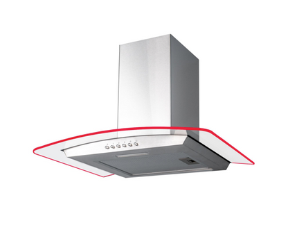 SIA 70cm 3 Colour LED Curved Glass Cooker Hood Extractor Fan Stainless Steel