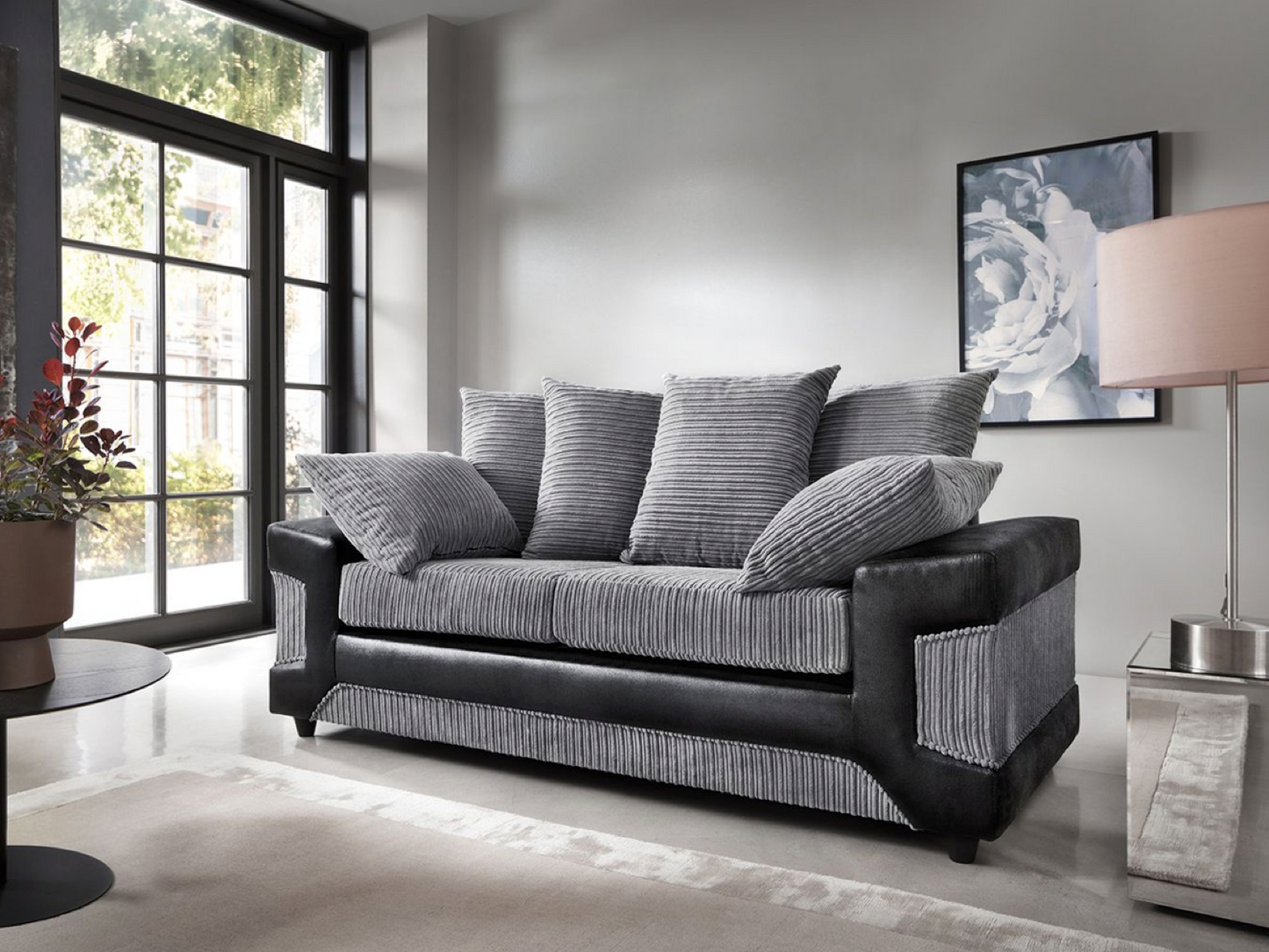 Dulcie 3 Seater Sofa - Black & Charcoal