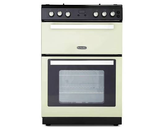 Montpellier RMC61DFC 60cm Dual Fuel Cooker With Gas Hob And Double Oven Cream 