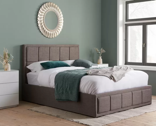 Harrison Ottoman Double Bed - Grey