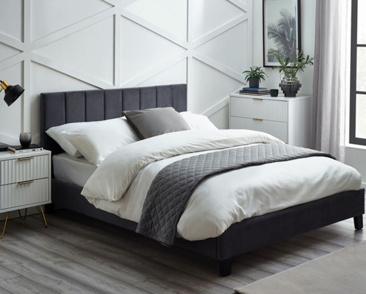 Rosie Single Velvet Bed in a Box- Grey