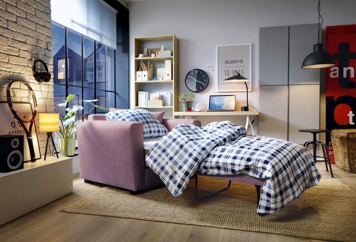 Single sofa online bed pink