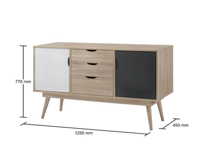 Culton Black & White 2 Sideboard with 2 Doors & 3 Drawers