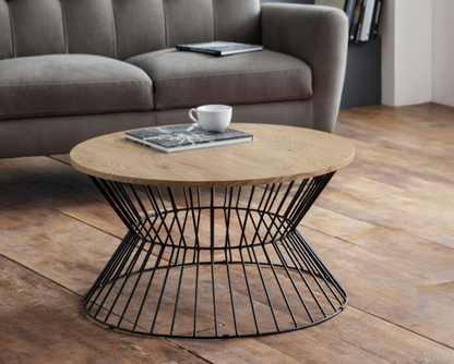 Round Wire Coffee Table - Oak