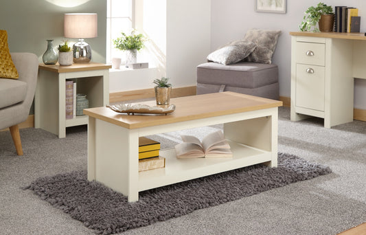 Lachlan Coffee Table With Shelf-Cream
