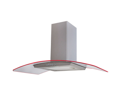 SIA CPLE100SS 100cm 3 Colour LED Edge Lit Curved Glass Cooker Hood Fan in Stainless Steel