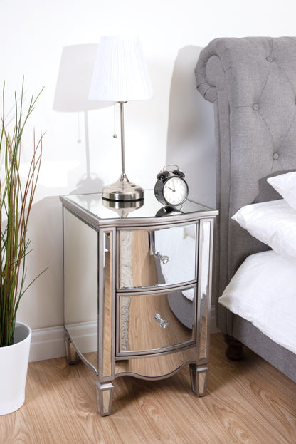 Esme 2 Drawer Bedside Table - Mirrored
