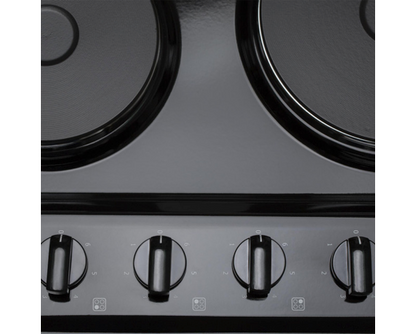 SIA PHP601BL 60cm 4 Zone Electric Solid Plate Easy Clean Side Control Hob Black 