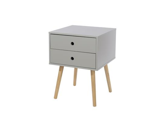 Scandia 2 Drawer Bedside Cabinet-Light Grey