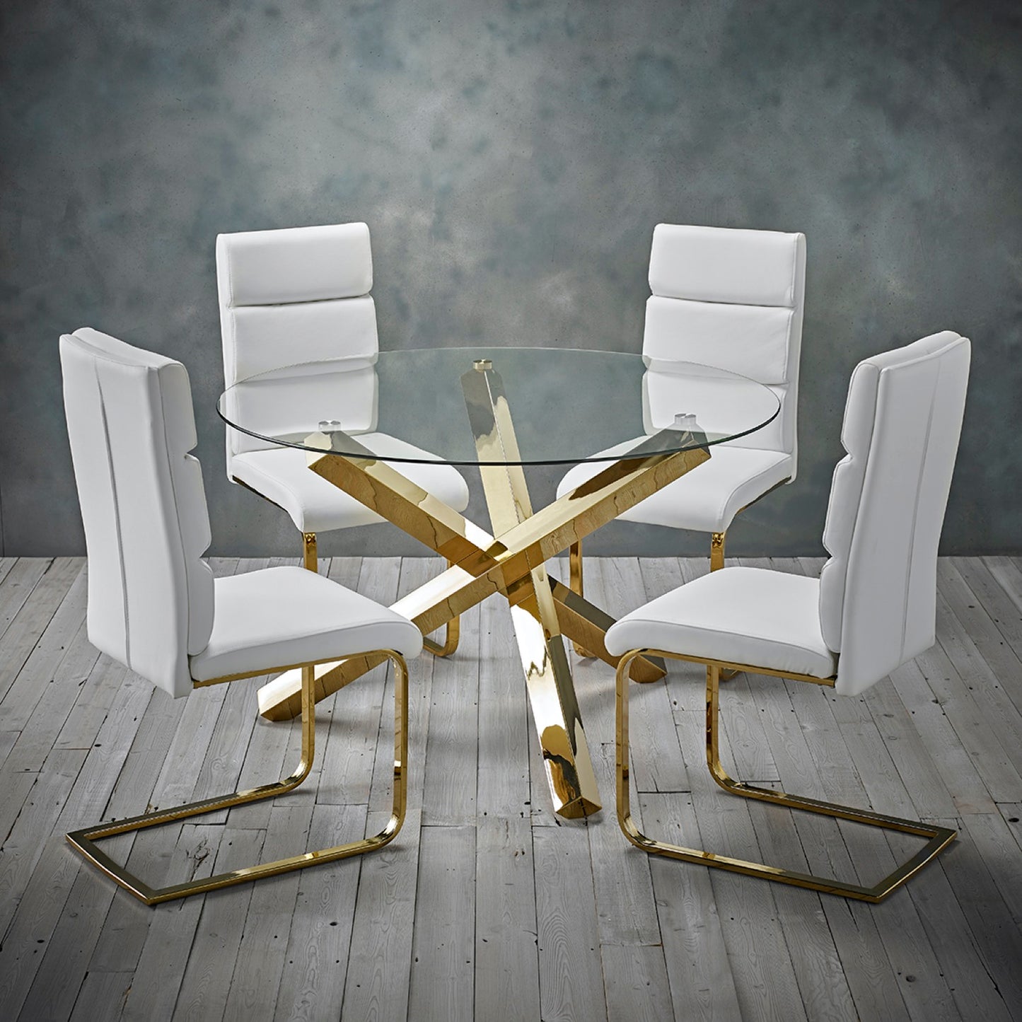 Cyrus Dining Table Glass Top With Gold Legs