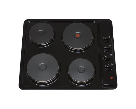 SIA PHP601BL 60cm 4 Zone Electric Solid Plate Easy Clean Side Control Hob Black 