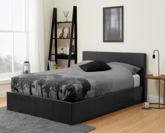 Barney Ottoman Small Double Bed - Black