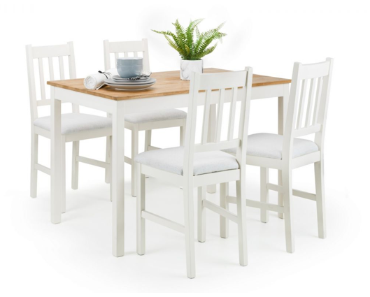 Set Of Cacey White & Oak Dining Table & 4 Chairs